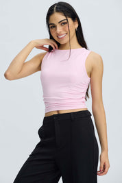 Polera Mujer Drapeada Palo Rosa Rosado / XL