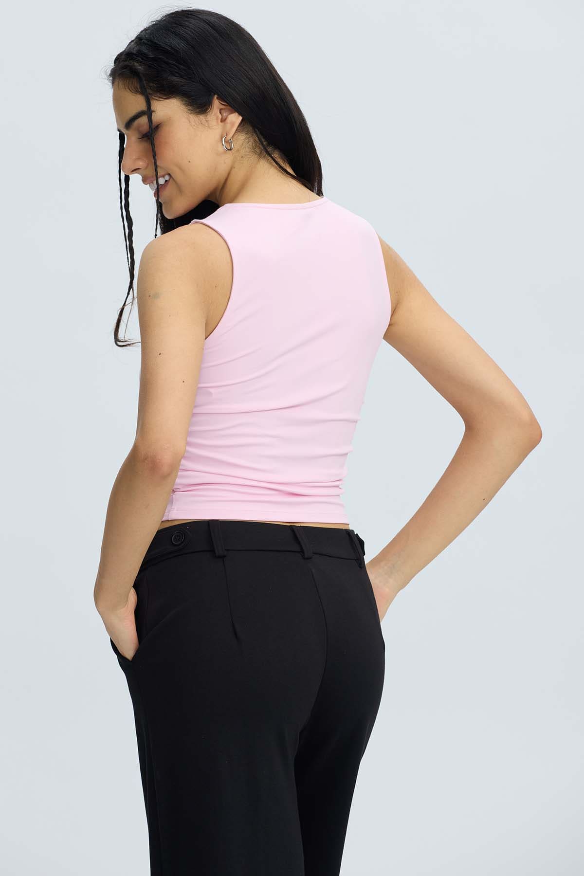 Polera Mujer Drapeada Palo Rosa Rosado / XL