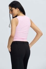 Polera Mujer Drapeada Palo Rosa Rosado / XL