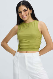 Polera Mujer Drapeada Verde Claro Verde / XL