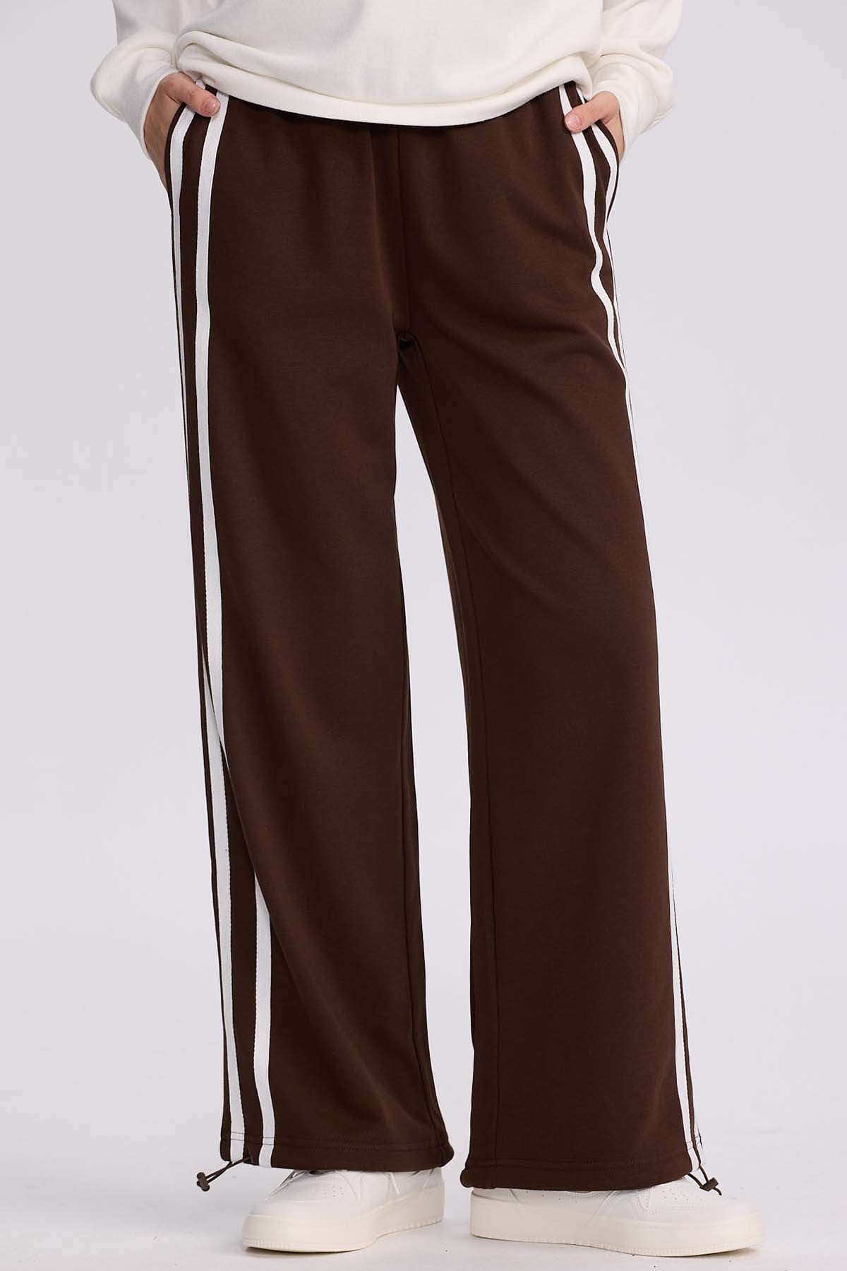 Buzos Anchos Pantalon Buzo Franela Pantalón Buzo Mujer Lineas Cafe