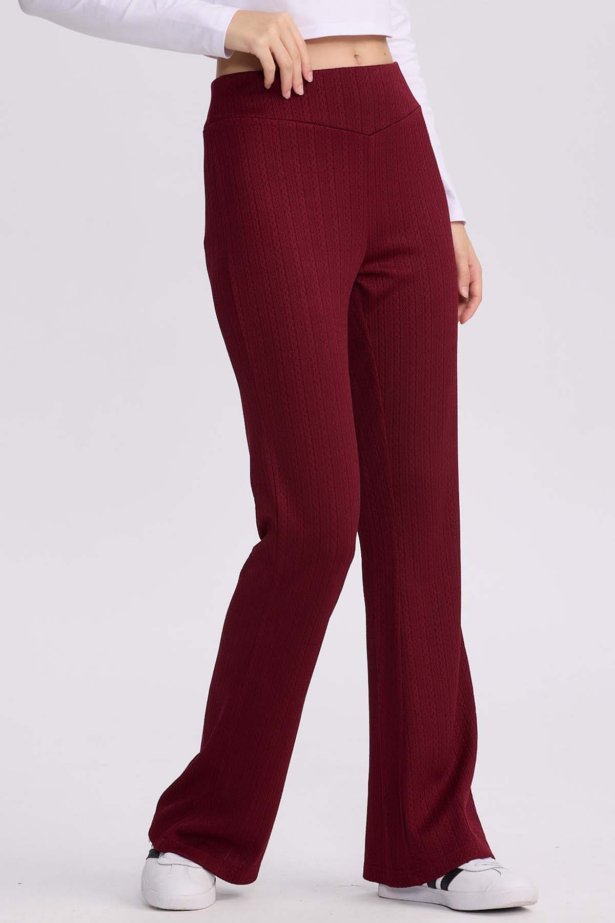 Pantalón Buzo Mujer Doble Pretina Burdeo