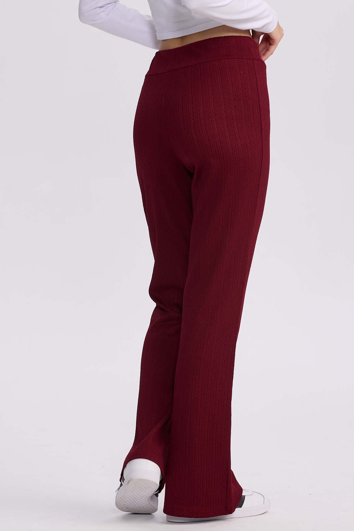 Pantalón Buzo Mujer Doble Pretina Burdeo