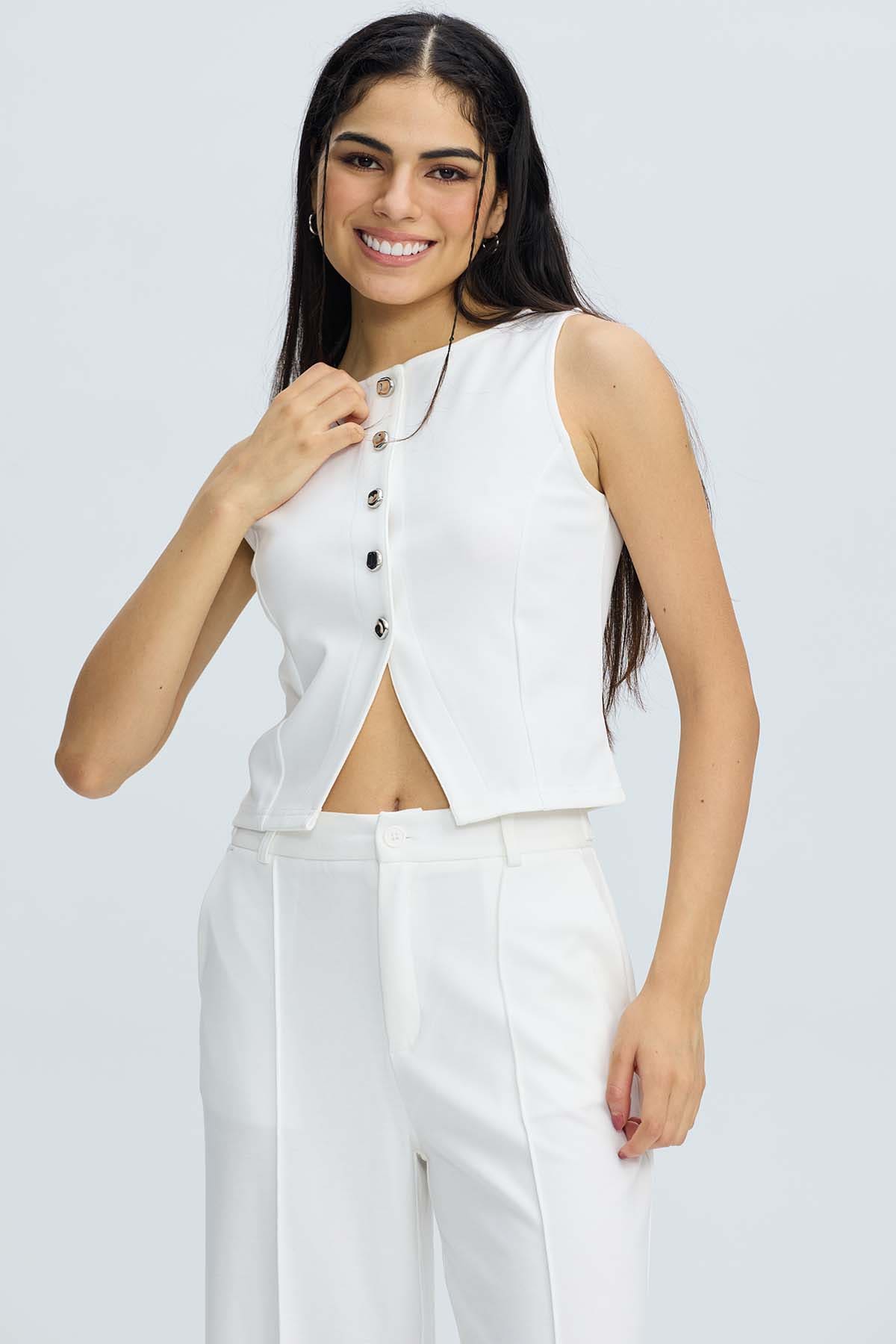 Blazer Mujer Gillette Botones Crudo Blanco / XL