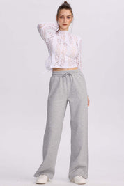 Pantalón Buzo Mujer Strass Gris Melange