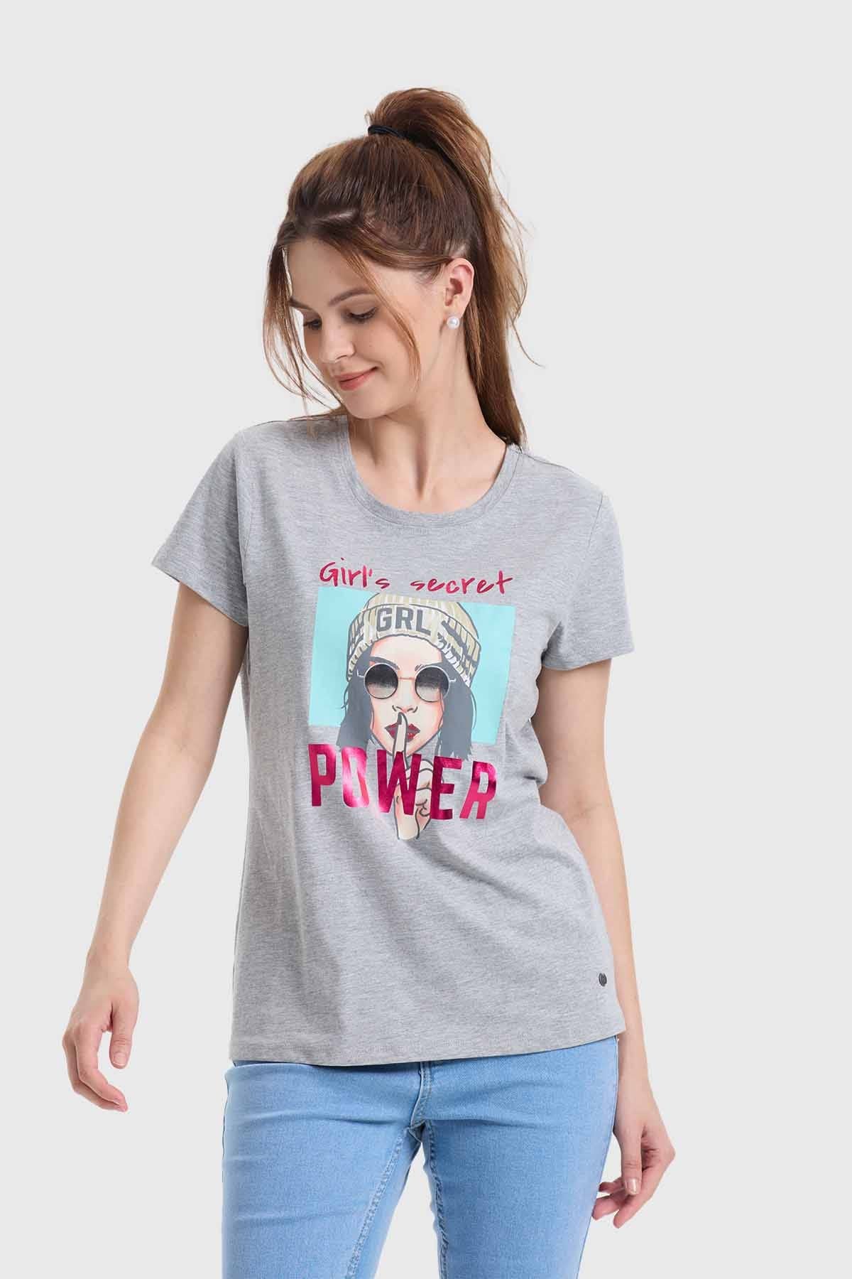 Polera Mujer Básica Print Gris
