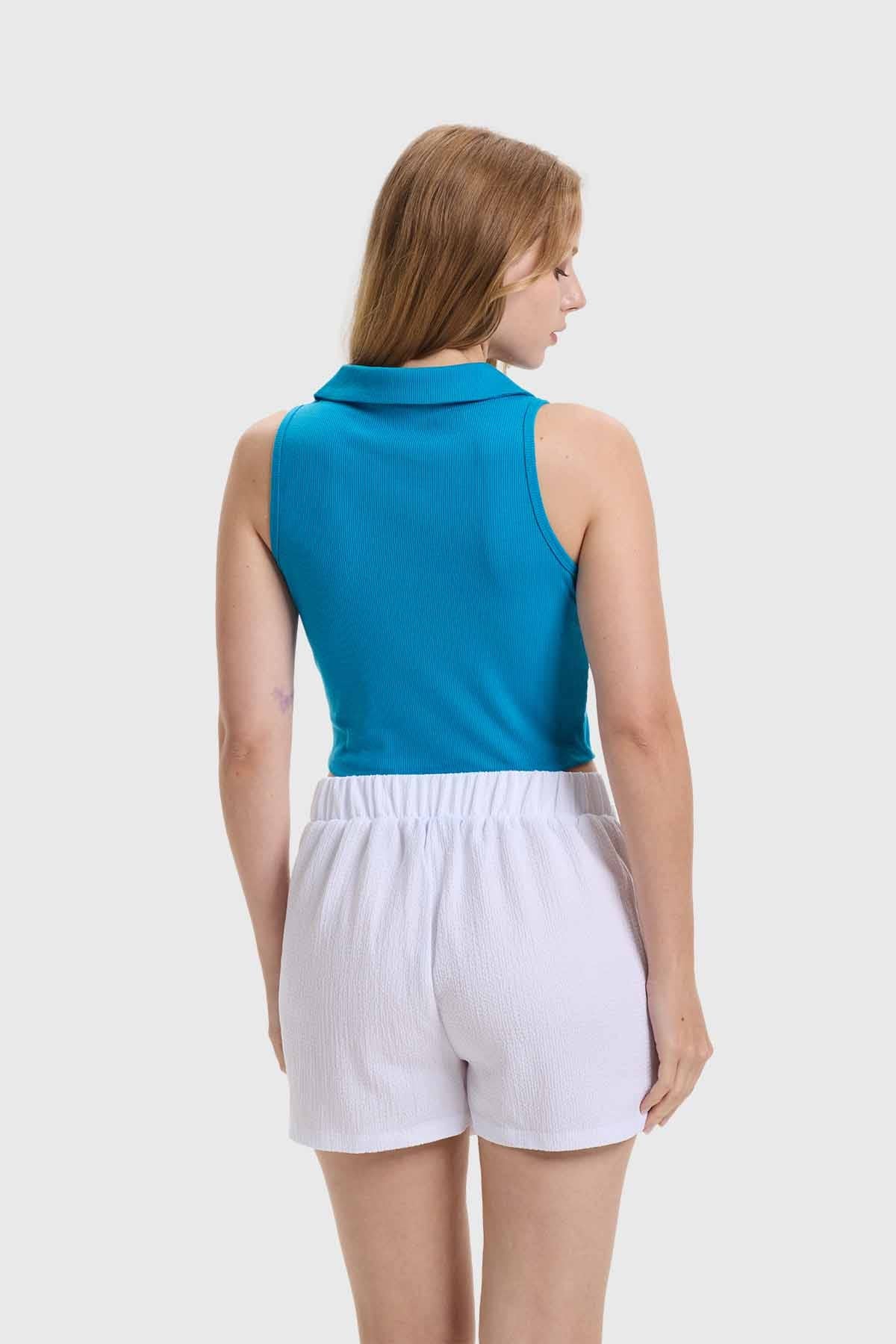 Polera Mujer Recogido Azul