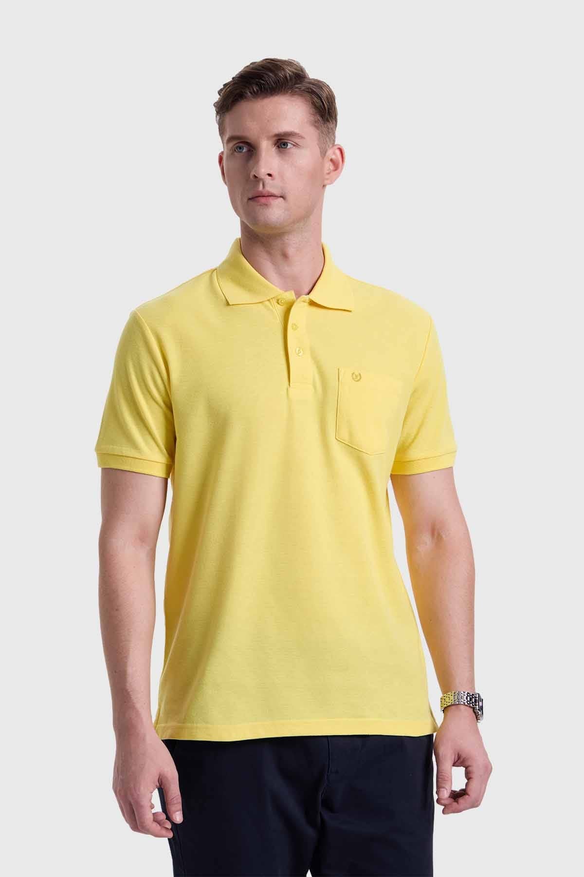 Polera Hombre Piqué Básica Amarillo