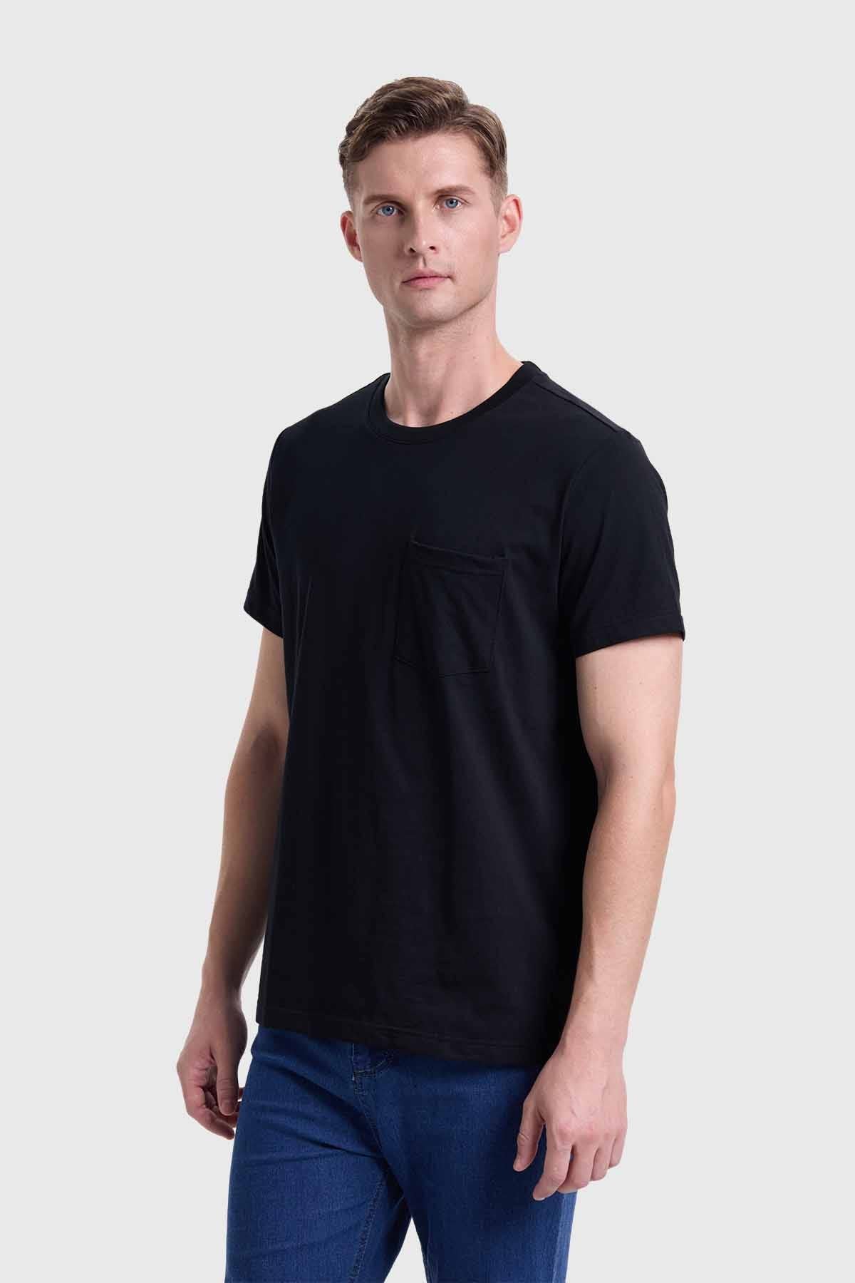 Polera Hombre Básica Con Bolsillo Negro