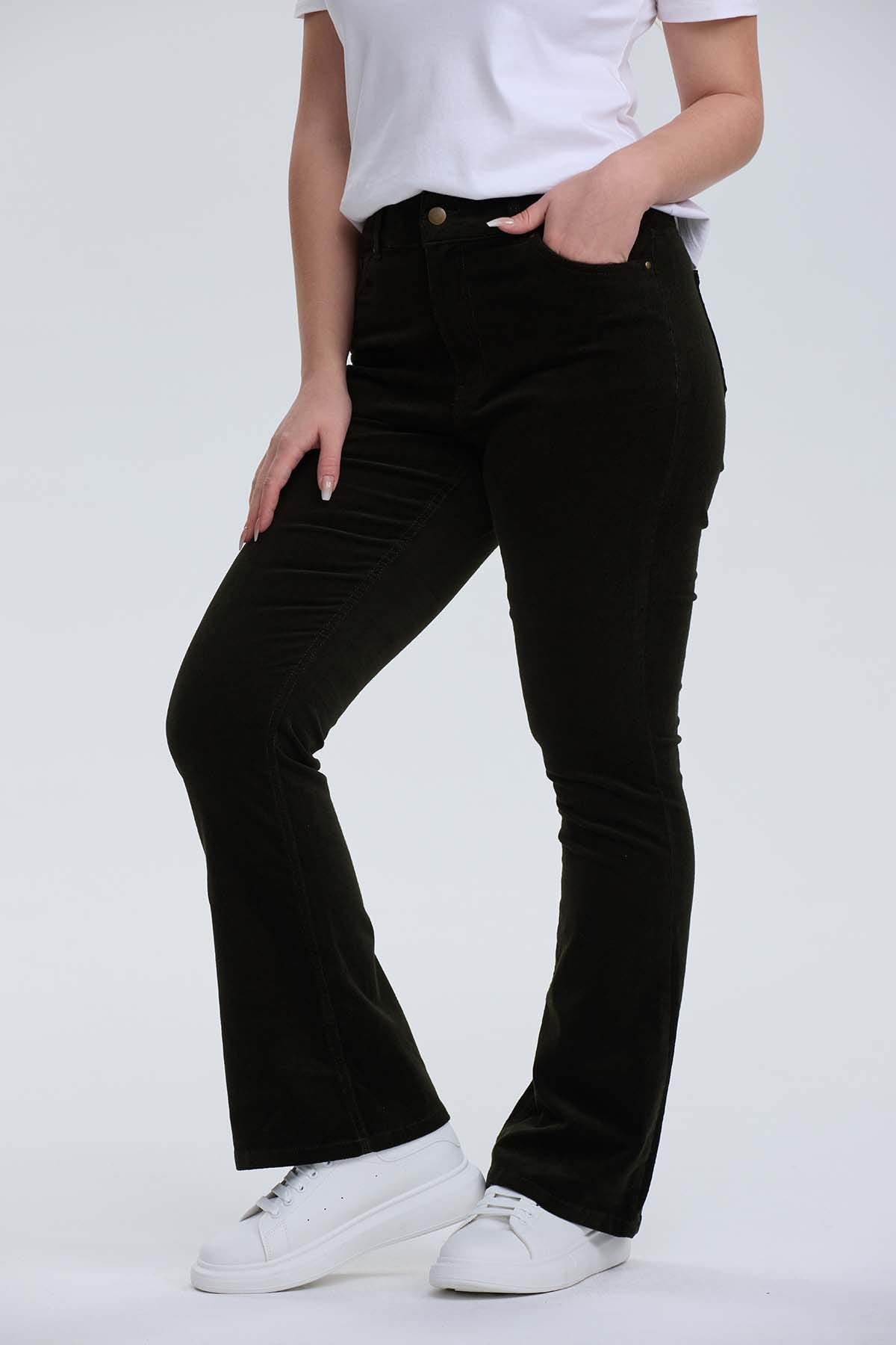 Pantalón Mujer Flare Cotelé Verde