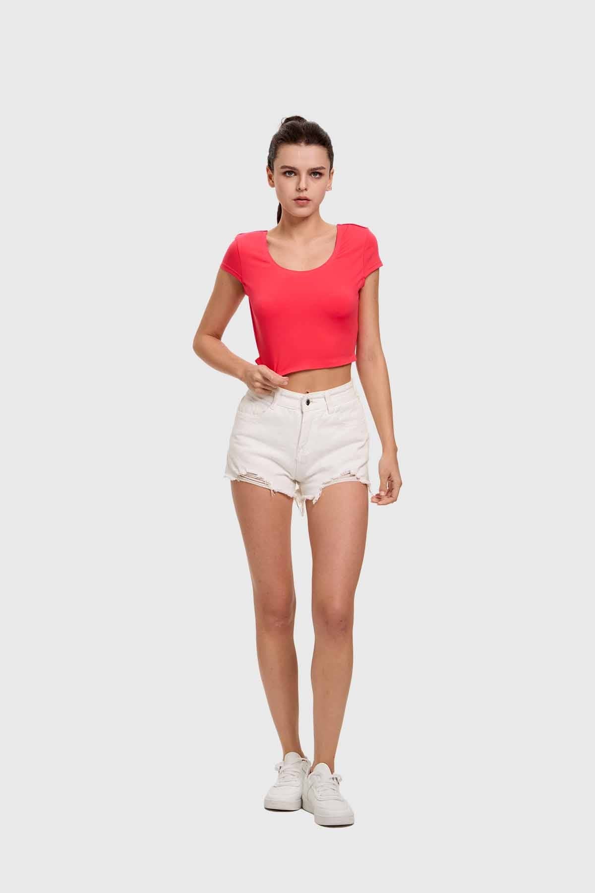 Polera Mujer Cruzada Espalda Rosado