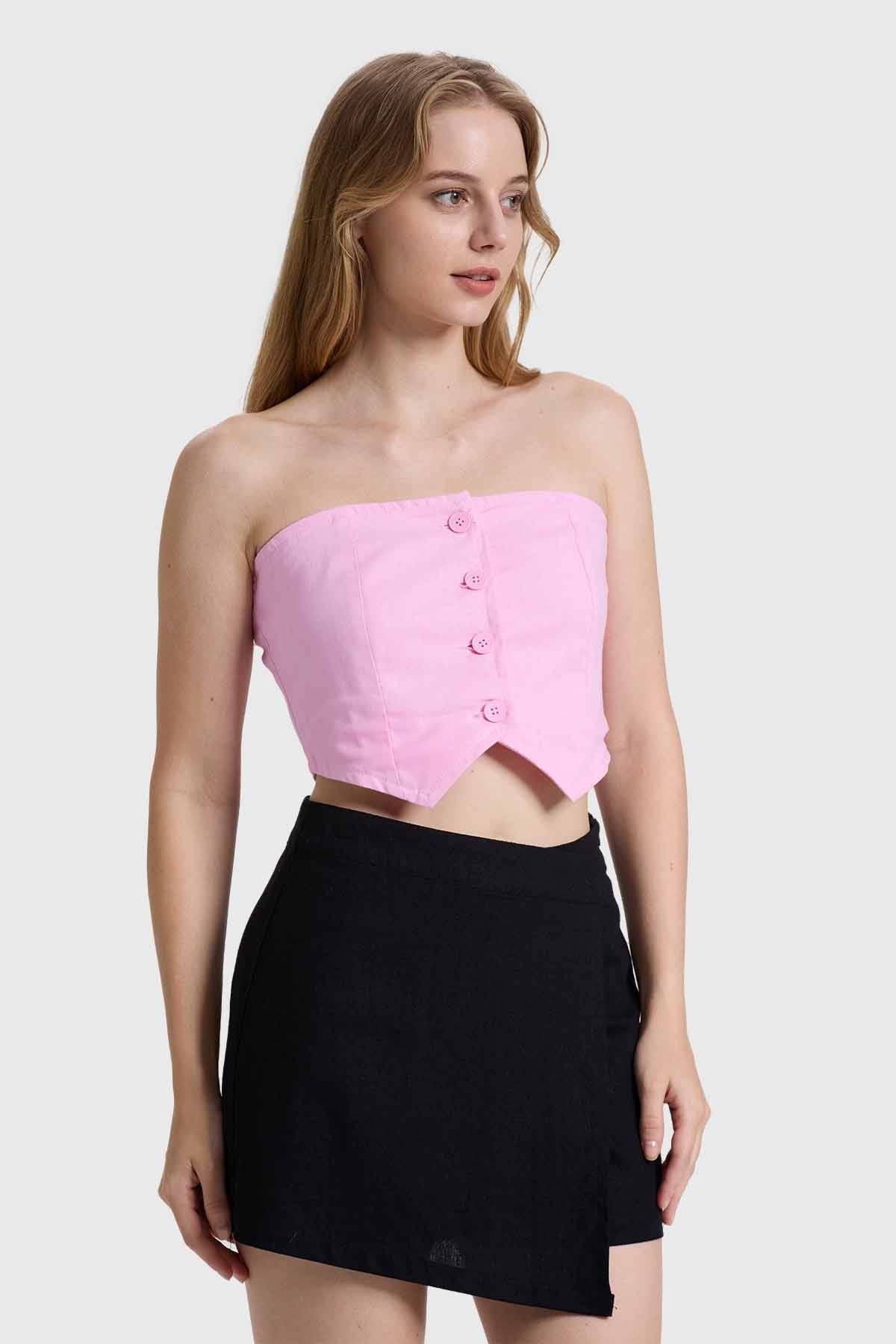 Blazer Mujer Strapless Rosado