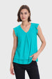 Polera Mujer Doble Capa Y Pinza Turquesa