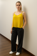Blusa Mujer Pabilo Plisada Amarillo