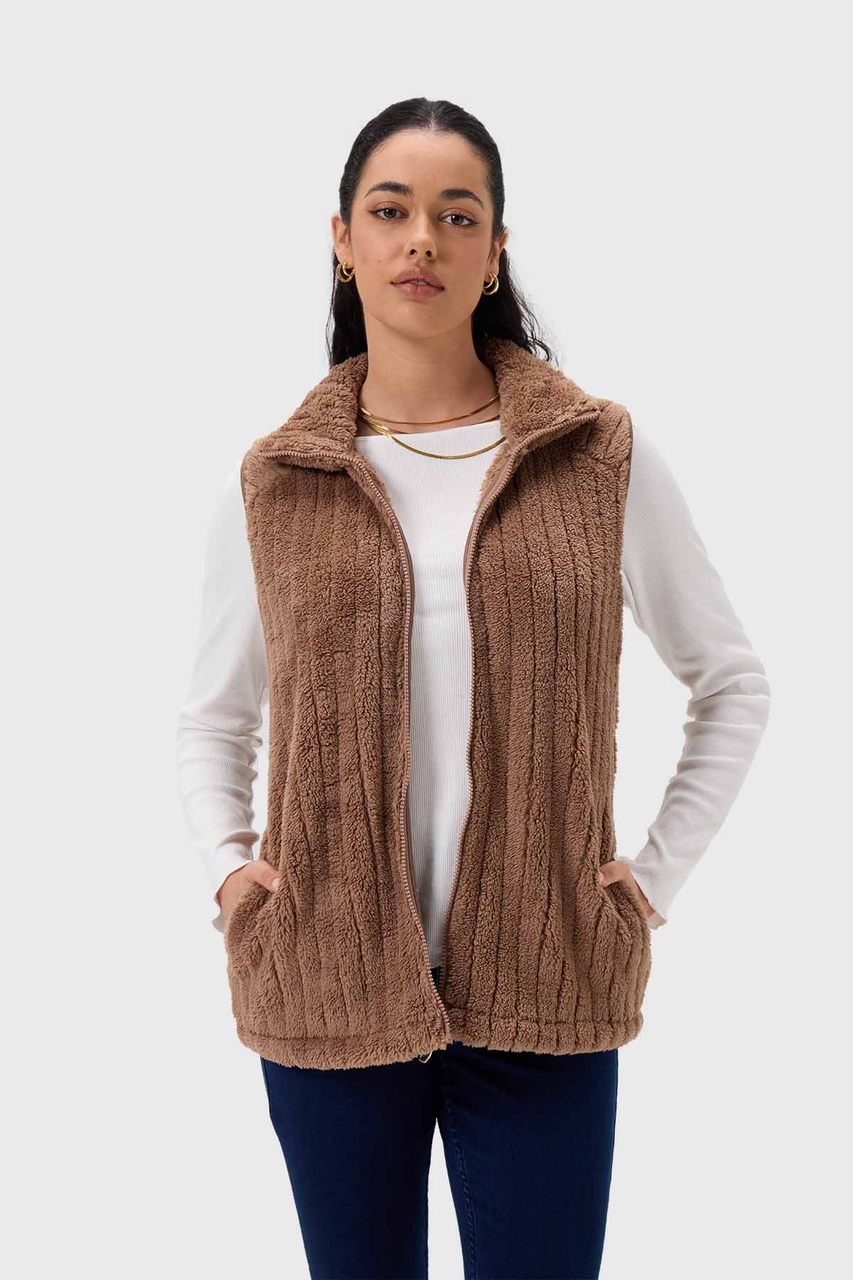 Polar Mujer Peludo Con Textura Chocolate