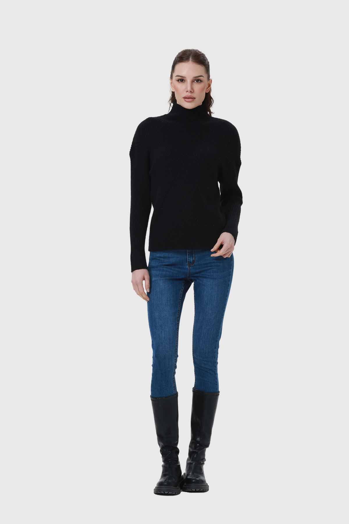 Sweater Mujer Textura Negro