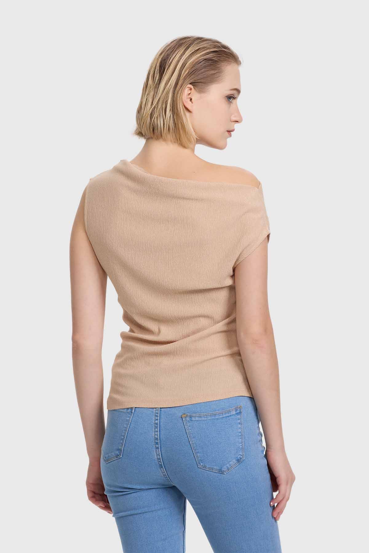 Polera Mujer Asimétrico Beige