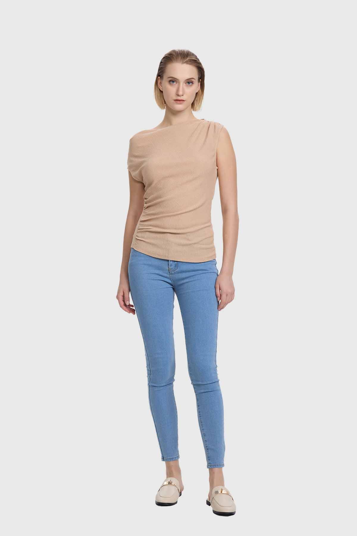 Polera Mujer Asimétrico Beige