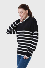 Sweater Mujer Print Negro / Blanco