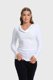 Polera Mujer Drapeado Blanco