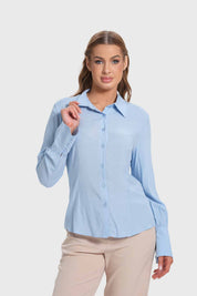 Blusa Mujer Abotonada Con Pinzas Celeste