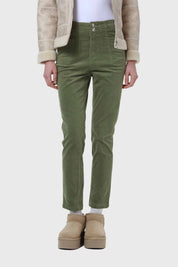 Pantalón Mujer Slim Cotelé Verde