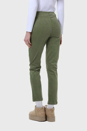 Pantalón Mujer Slim Cotelé Verde