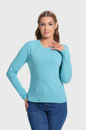 Polera Mujer Rib Turquesa
