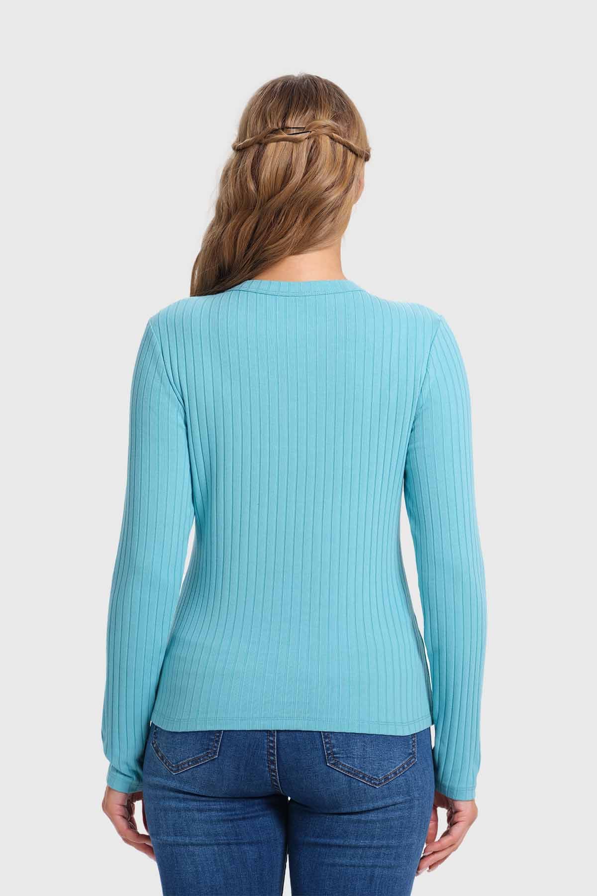 Polera Mujer Rib Turquesa