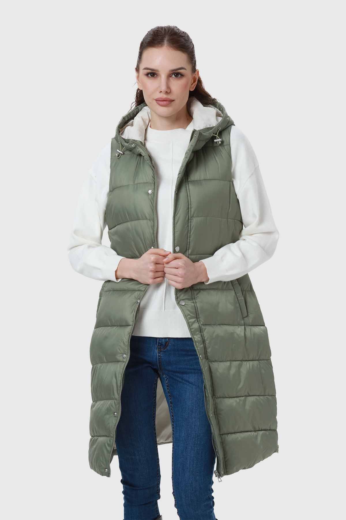 Parka Mujer Con Corte Horizontal Verde