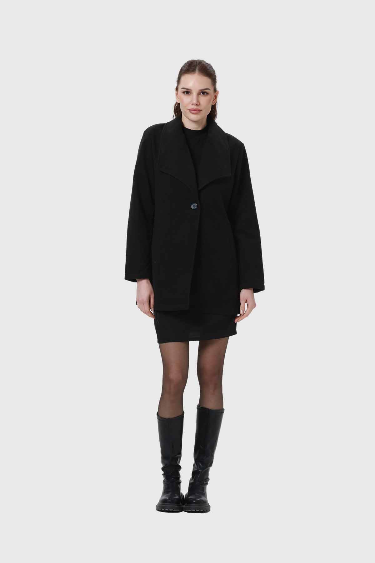 Abrigo Mujer Paño Negro Negro / XXL