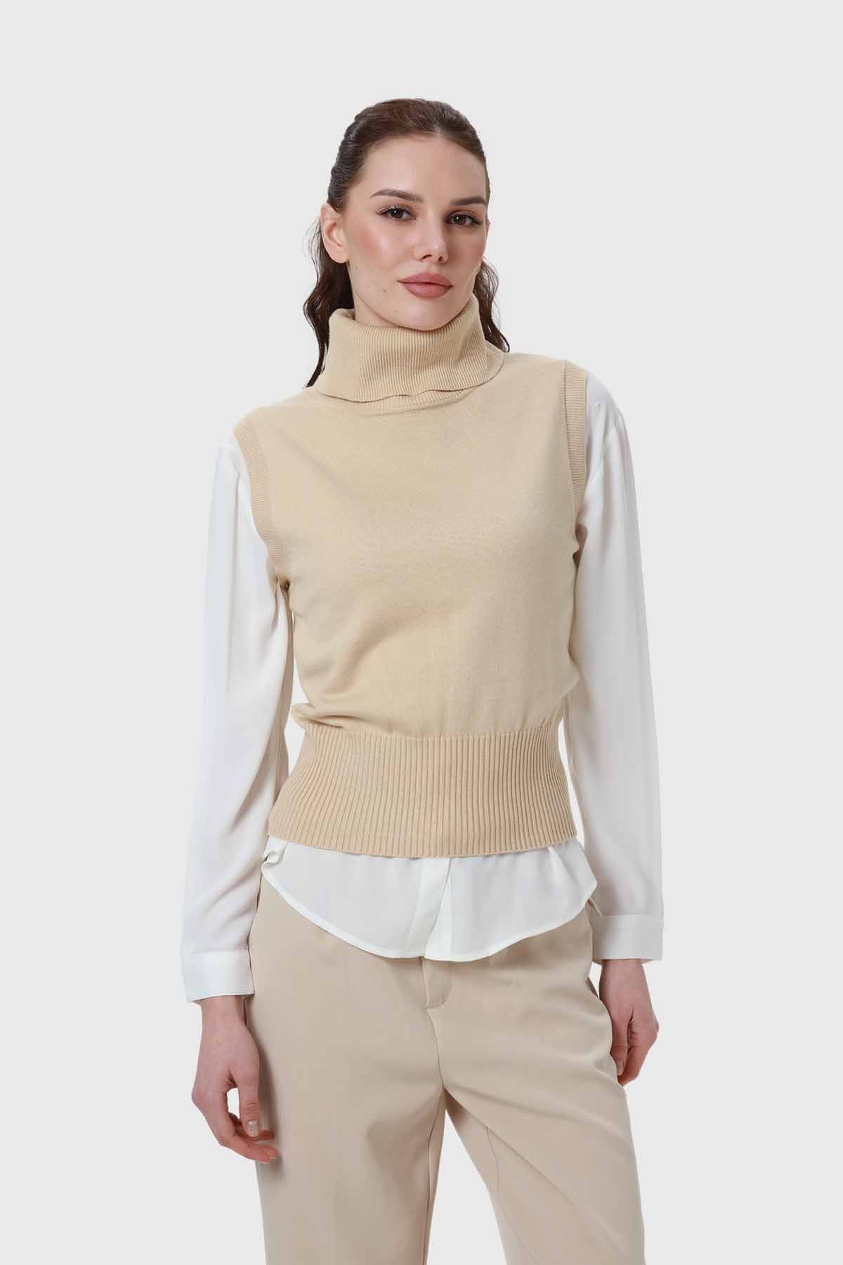 Sweater Mujer Drapead Beige