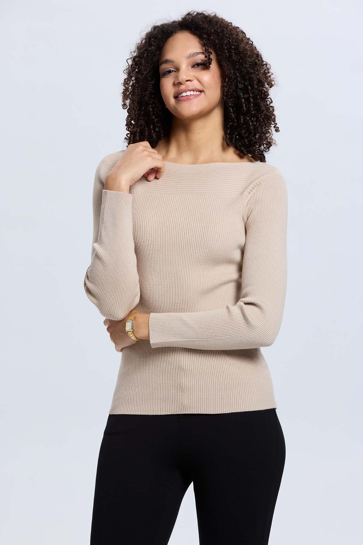 Sweater Mujer Liso Beige