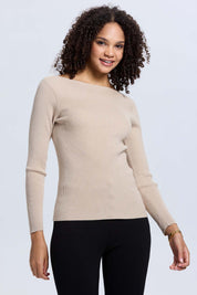 Sweater Mujer Liso Beige