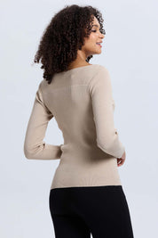 Sweater Mujer Liso Beige