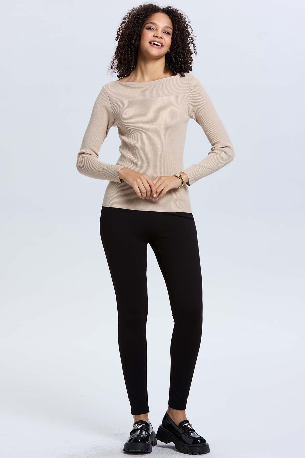 Sweater Mujer Liso Beige