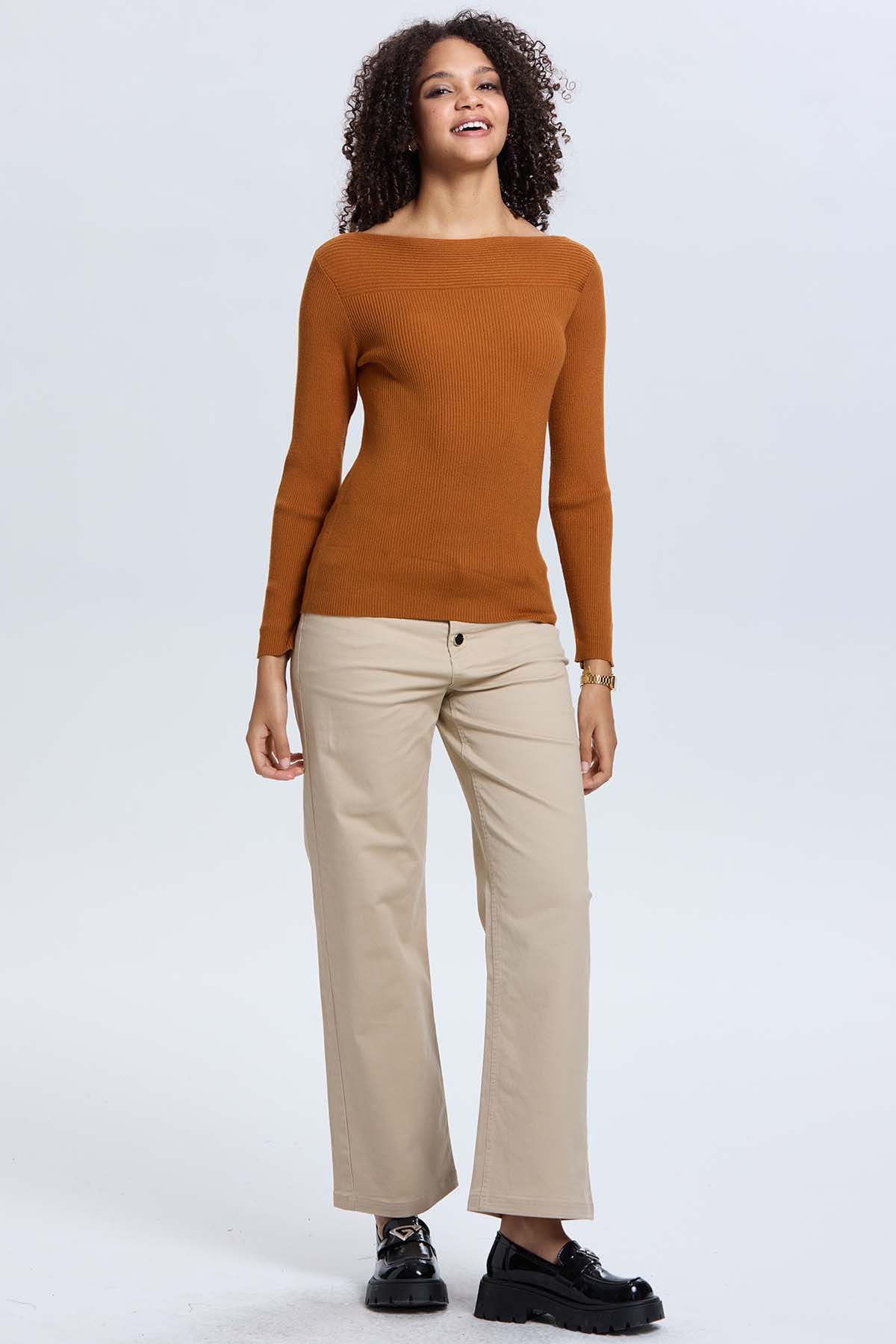 Sweater Mujer Liso Camel