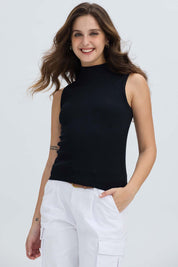 Polera Mujer Rib Negro