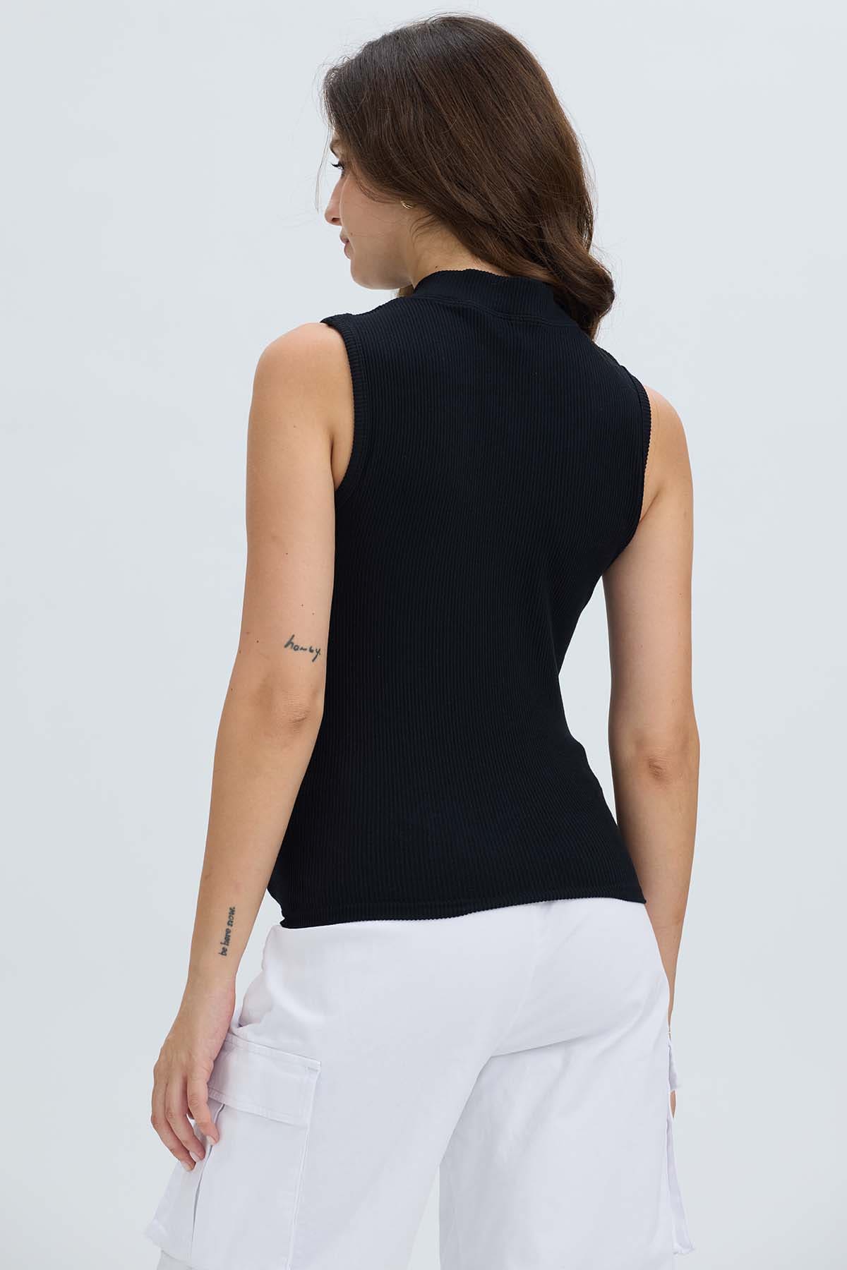 Polera Mujer Rib Negro
