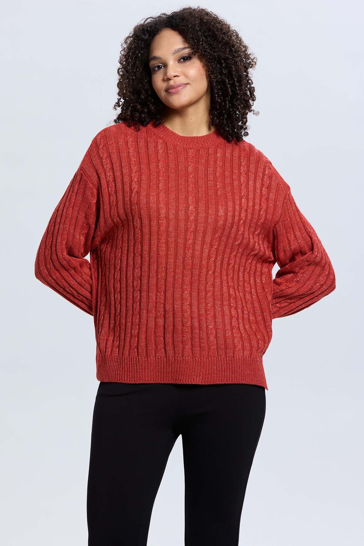 Sweater Mujer Trenzado Terracota
