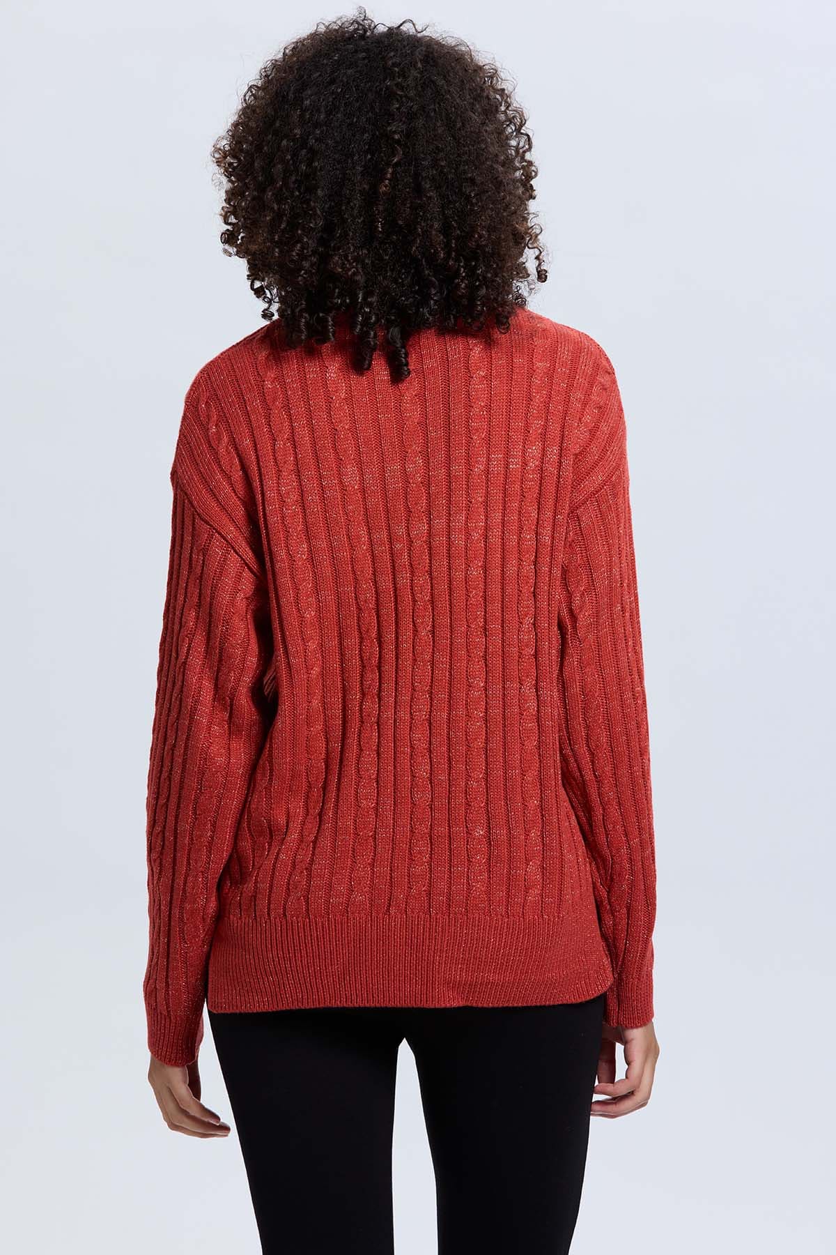 Sweater Mujer Trenzado Terracota