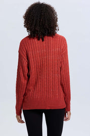 Sweater Mujer Trenzado Terracota