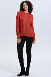 Sweater Mujer Trenzado Terracota