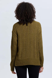 Sweater Mujer Trenzado Verde Militar