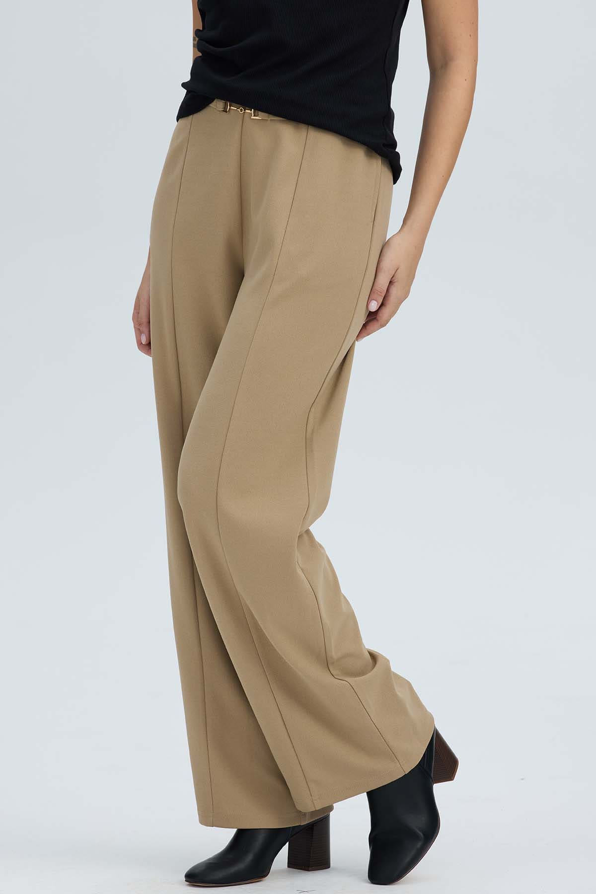Pantalón beige liso palazzo mujer Fashion's Park Chile – Fashion