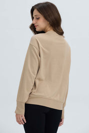 Polerón Mujer Print Posicional Beige