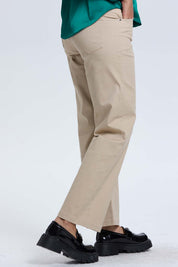 Pantalón Mujer Abotonado Beige