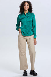 Pantalón Mujer Abotonado Beige