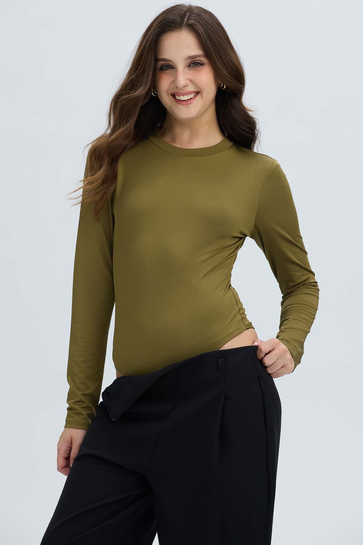 Polera Mujer Body Verde Militar