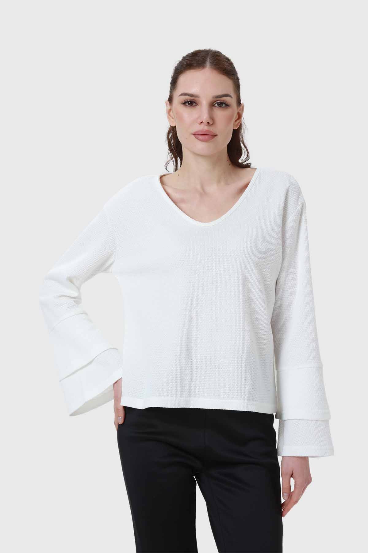 Sweater Mujer Manga Vuelo Blanco